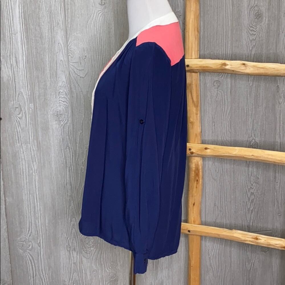 Ezra Colorblock Button Up Blouse Small - Picture 3 of 6